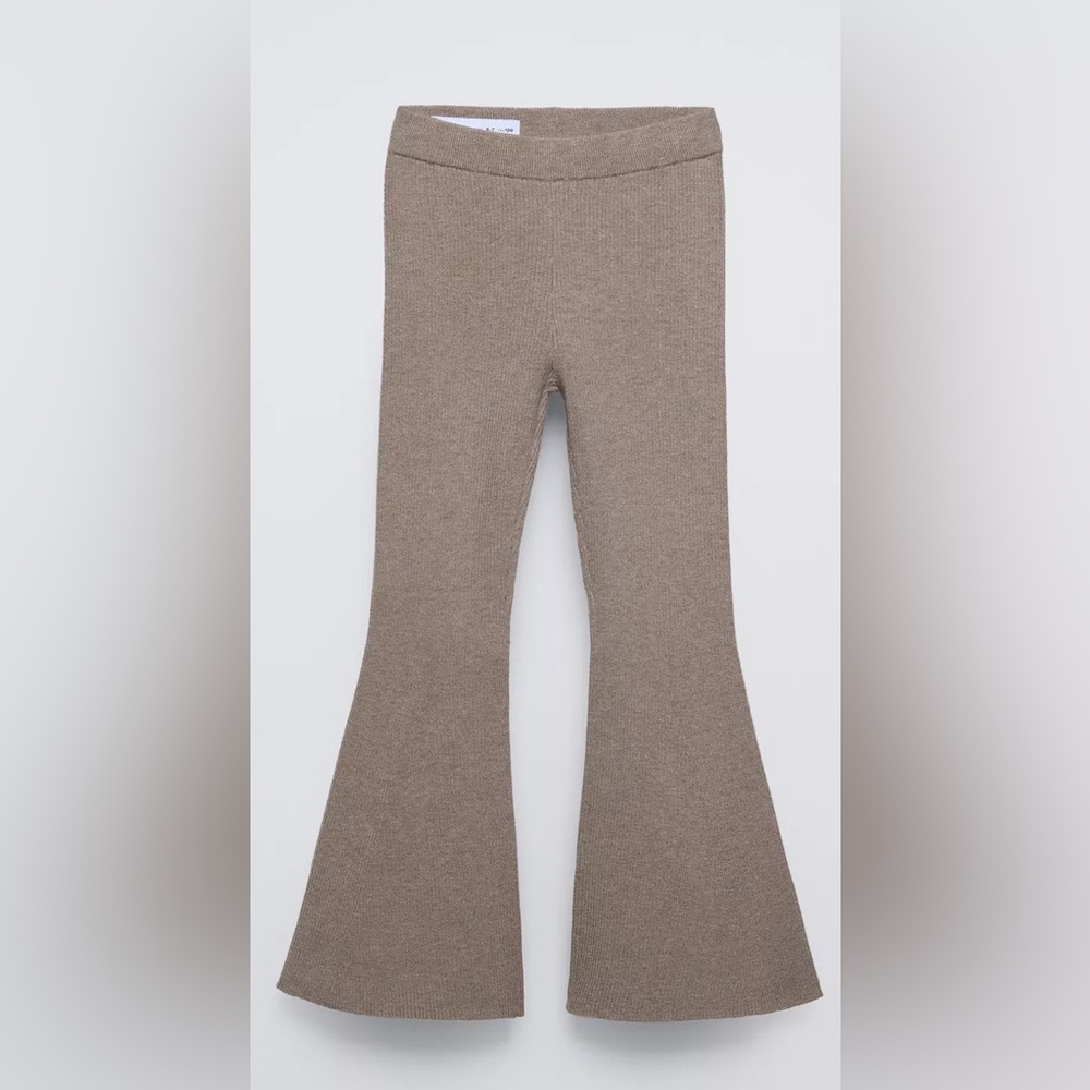 Zara Girl’s Flared Knit Leggings Taupe Brown Size 8/9